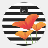 Monogram voor popy zwarte stripper ronde sticker (Voorkant)