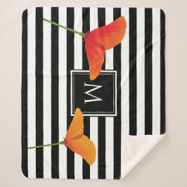 Monogram voor popy zwarte stripper sherpa deken