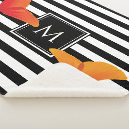 Monogram voor popy zwarte stripper sherpa deken