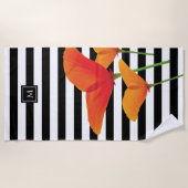 Monogram voor popy zwarte stripper strandlaken (Voorkant)