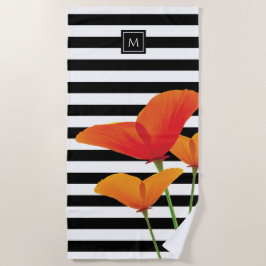 Monogram voor popy zwarte stripper strandlaken