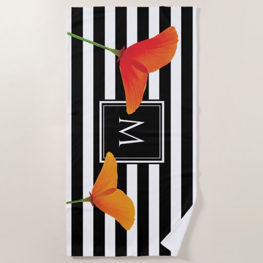 Monogram voor popy zwarte stripper strandlaken (Voorkant)