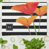 Monogram voor popy zwarte stripper theedoek (Gevouwen)