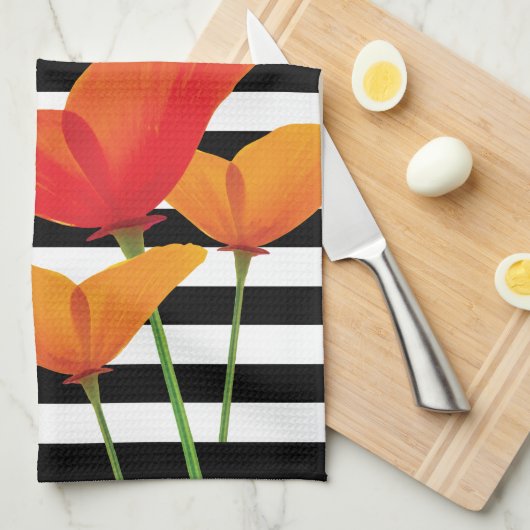 Monogram voor popy zwarte stripper theedoek (Quarter Fold)