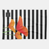 Monogram voor popy zwarte stripper theedoek (Horizontaal)