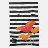 Monogram voor popy zwarte stripper theedoek (Verticaal)