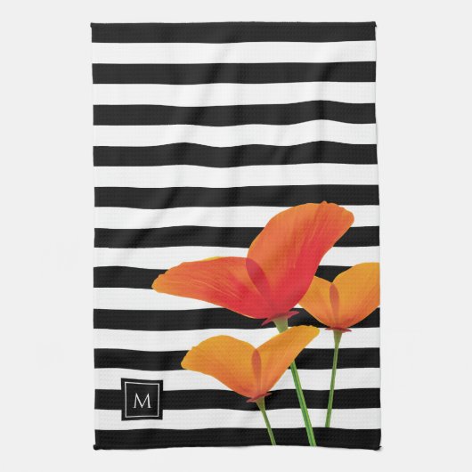 Monogram voor popy zwarte stripper theedoek (Verticaal)