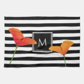 Monogram voor popy zwarte stripper theedoek (Horizontaal)