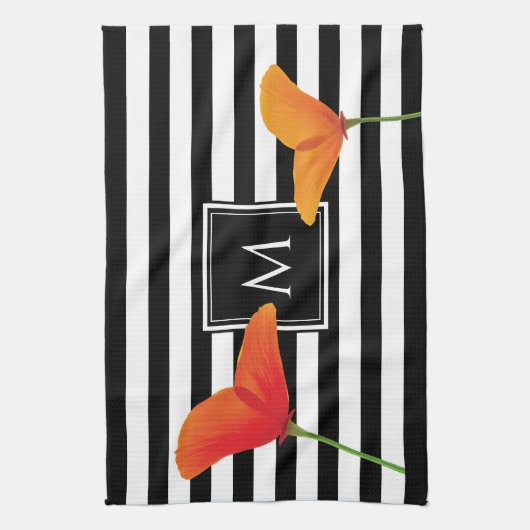 Monogram voor popy zwarte stripper theedoek (Verticaal)