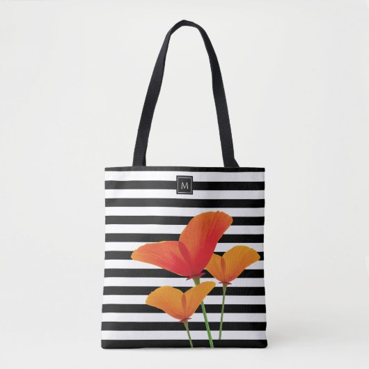 Monogram voor popy zwarte stripper tote bag (Voorkant)