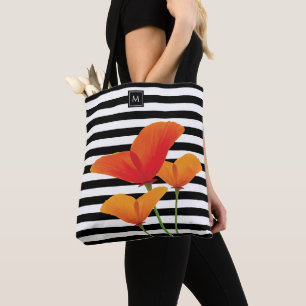 Monogram voor popy zwarte stripper tote bag