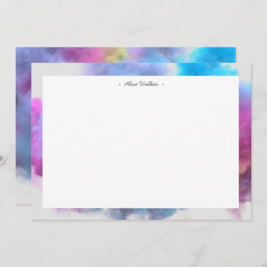 monogram voor regenboogkleurig rookeffect notitiekaartje (Voorkant / Achterkant)