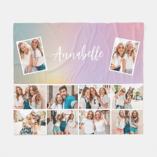 Monogram voor regenboogmeisjes, eenvoudig multi-fo fleece deken (Voorkant (Horizontaal))