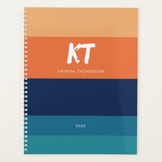 Monogram voor Retro kleuren en stripes Planner (Voorkant)