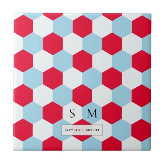 Monogram voor rode, witte en blauwe heksen tegeltje (Voorkant)