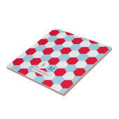 Monogram voor rode, witte en blauwe heksen tegeltje (Zijkant)