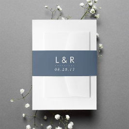 Monogram voor rokermarineslauw en ivoren bruiloft uitnodigingen wikkel