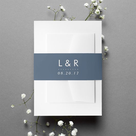 Monogram voor rokermarineslauw en ivoren bruiloft uitnodigingen wikkel