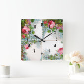 MONOGRAM VOOR rozen EN JASMINEN Vierkante Klok (Huis)