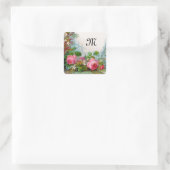 MONOGRAM VOOR rozen EN JASMINEN Vierkante Sticker (Tas)
