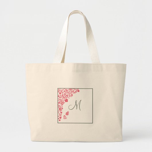 Monogram voor rubberen koraalvlinder grote tote bag (Voorkant)