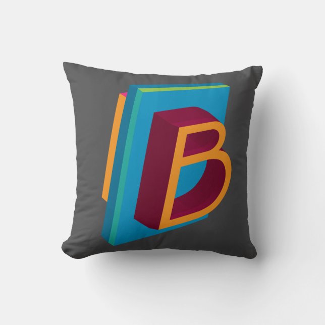 Monogram voor sierletters B op grijs Kussen (Voorkant)