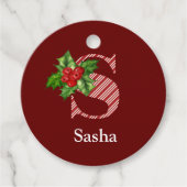Monogram voor snoepsuikerriet Holly S Bedankjes Labels (Voorkant)