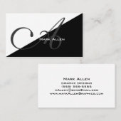 Monogram voor standaard moderne zwarte driehoek visitekaartje (Voorkant / Achterkant)