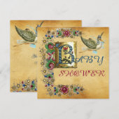 MONOGRAM VOOR STORKLICHAAM BABY SHOWER FLORAL PARC KAART (Voorkant / Achterkant)