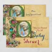 MONOGRAM VOOR STORKLICHAAM BABY SHOWER FLORAL PARC KAART (Voorkant / Achterkant)