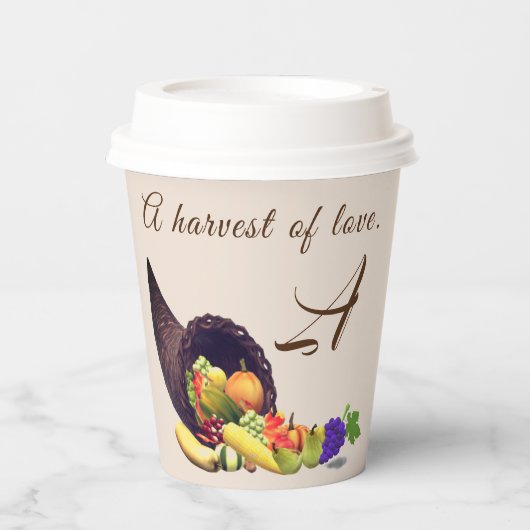 Monogram voor Thanksgiving Papieren Bekers (Voorkant)