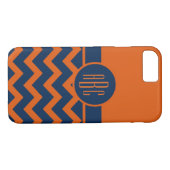 Monogram voor verbrand Sinaasappel en marineblauw Case-Mate iPhone Case (Achterkant (Horizontaal))