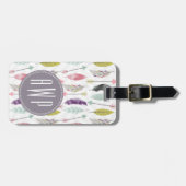 Monogram voor veren en pijlen bagagelabel (Voorkant horizontaal)