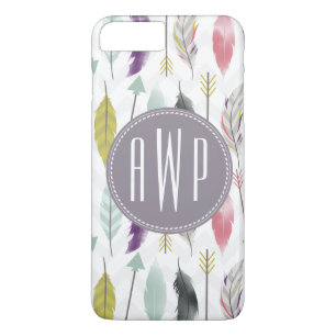 Monogram voor veren en pijlen Case-Mate iPhone case