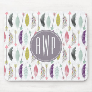 Monogram voor veren en pijlen muismat