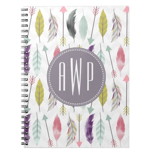 Monogram voor veren en pijlen notitieboek (Voorkant)