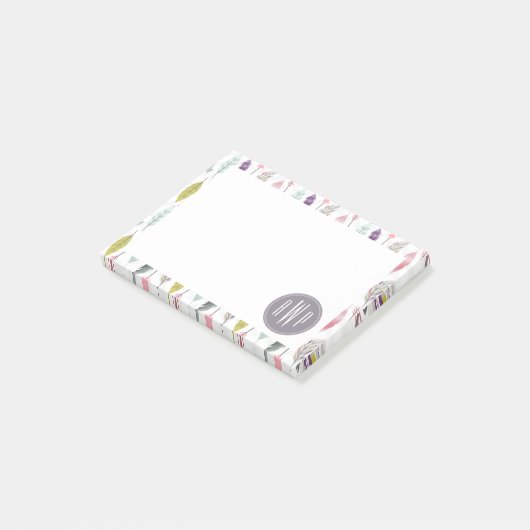 Monogram voor veren en pijlen post-it® notes (Schuin)