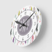 Monogram voor veren en pijlen ronde klok (Hoek)