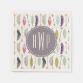 Monogram voor veren en pijlen servetten (Voorkant)