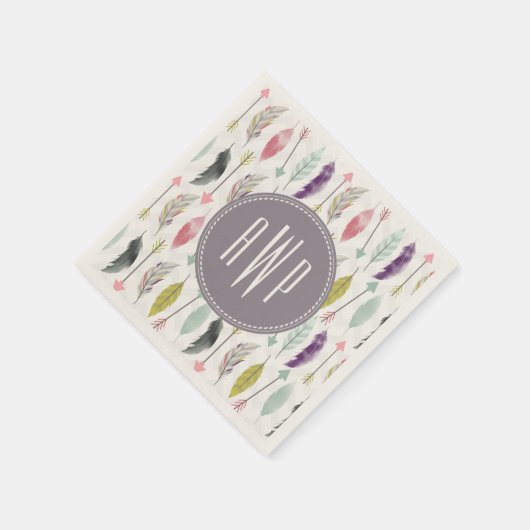 Monogram voor veren en pijlen servetten (Hoek)