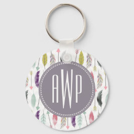 Monogram voor veren en pijlen sleutelhanger