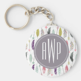 Monogram voor veren en pijlen sleutelhanger