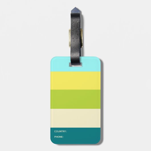 Monogram voor verse en gelukkige kleurige Stripes Bagagelabel (Achterkant verticaal)