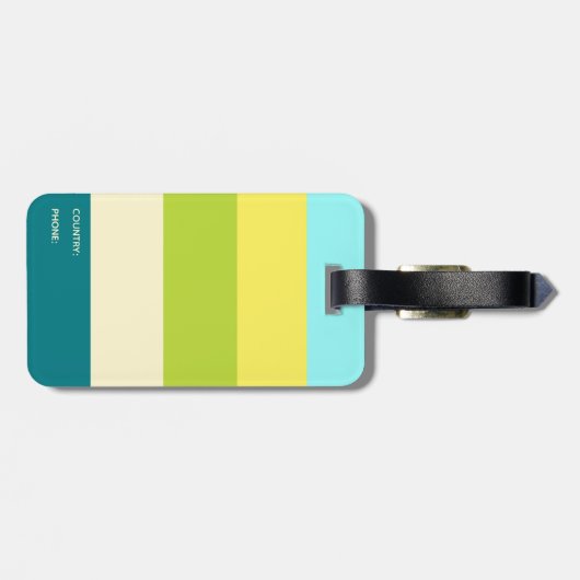 Monogram voor verse en gelukkige kleurige Stripes Bagagelabel (Achterkant horizontaal)