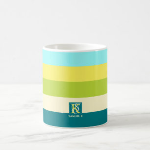 Monogram voor verse en gelukkige kleurige Stripes Koffiemok