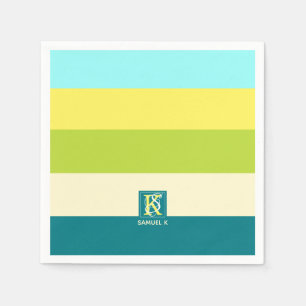 Monogram voor verse en gelukkige kleurige Stripes Servetten