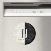 Monogram voor witte Initialen met witte tinten Magneet (Insitu (Vaatwasser))