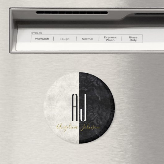 Monogram voor witte Initialen met witte tinten Magneet (Insitu (Vaatwasser))