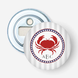 Monogram voor witte krab en grijze strepen button flesopener