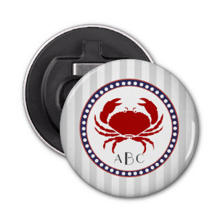Monogram voor witte krab en grijze strepen button flesopener